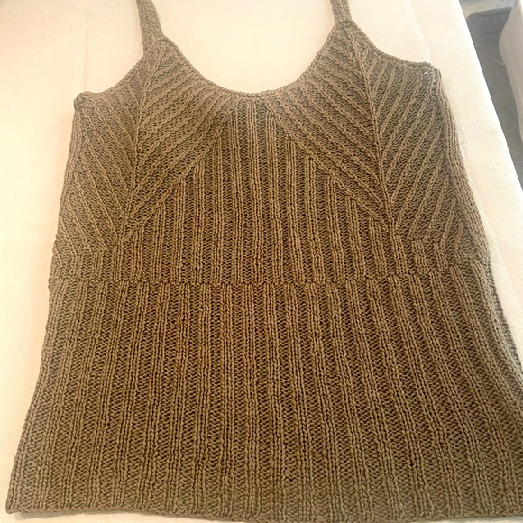 BCBGMAXAZRIA Hand Knit Mossy Brown Cotton Camisole  New with Tags - Picture 1 of 6